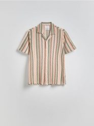 Wzorzysta koszula regular fit - Inny. Koszule męskie Reserved, l, bez wzorów, z bawełny, bez kołnierzyka, bez ramiączek. Za 129.99 zł.