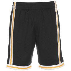 Szorty Swingman Los Angeles Lakers. Czarne krótkie spodenki sportowe męskie Mitchell & Ness, bez wzorów, do koszykówki. Za 377.50 zł.