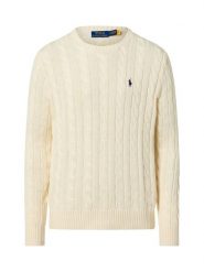 Polo Ralph Lauren Męski sweter z dzianiny Mężczyźni Bawełna biały jednolity, XL. Białe swetry przez głowę męskie Polo Ralph Lauren, m, bez wzorów, z bawełny, bez kołnierzyka. Za 949.95 zł.