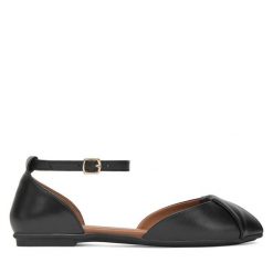 Sandały Lasocki. Czarne sandały damskie Lasocki, bez wzorów, bez obcasa, na płaskiej podeszwie, bez zapięcia. Za 159.99 zł.