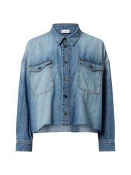 Joop Jeans bluzka dżinsowa - Ursa Kobiety Bawełna niebieski, XS. Niebieskie bluzki damskie JOOP! Jeans, xs, bez wzorów, z bawełny, bez kołnierzyka, bez ramiączek. Za 329.95 zł.