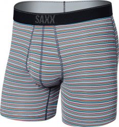SAXX Bokserki męskie trekkingowe / sportowe z rozporkiem SAXX QUEST Boxer Brief Fly - kolorowe paski S. Bokserki męskie Saxx, bez wzorów, sportowe. Za 103.99 zł.