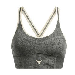 Biustonosz treningowy Under Armour Project Rock Infinity Let's Go. Zielone obuwie sportowe damskie Under Armour, bez wzorów, na fitness i siłownię. Za 199.99 zł.