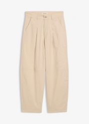 Spodnie culotte z lekkiego diagonalu w optyce balonowych. Brązowe spodnie materiałowe damskie bonprix, bez wzorów. Za 149.99 zł.