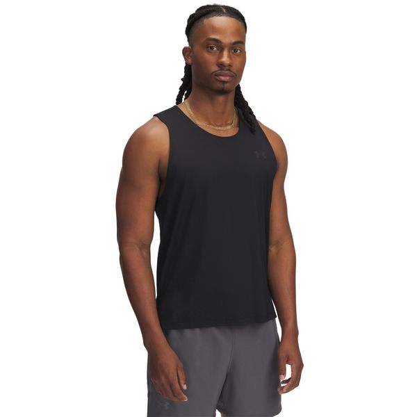 Tank top Under Armour Launch Elite. Czarne t-shirty męskie Under Armour, l, bez wzorów, z materiału, bez kołnierzyka. Za 255.20 zł.
