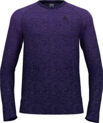 Koszulka męska Odlo ESSENTIAL SEAMLESS T-shirt crew neck l/s. Fioletowe koszulki sportowe męskie Odlo, l, bez wzorów, z materiału, bez kołnierzyka, bez ramiączek, do biegania. Za 269.99 zł.