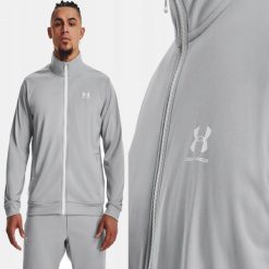 Bluza Męska Under Armour Treningowa Szybkoschnąca Sportowa Rozpinana. Szare bluzy męskie Under Armour, m, bez wzorów, bez kaptura, do biegania. Za 179.99 zł.