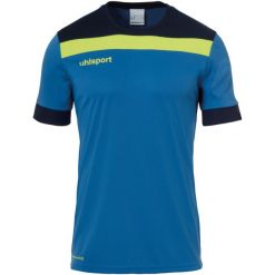 Jersey Uhlsport Offense 23. Niebieskie koszulki sportowe męskie Uhlsport, na lato, s, bez wzorów, z jersey, bez kołnierzyka, bez ramiączek, do piłki nożnej. W wyprzedaży za 117.60 zł.
