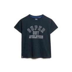 Dopasowana koszulka z motywem dla kobiet Superdry Athletic Essentials. Niebieskie t-shirty damskie Superdry., s, bez wzorów, bez kołnierzyka. Za 139.55 zł.