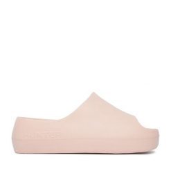 Klapki Hunter. Czerwone klapki damskie Hunter, bez wzorów, bez obcasa. Za 99.99 zł.