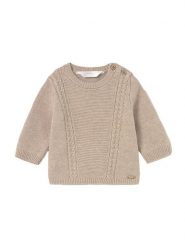 Mayoral Sweter 2334 Beżowy Regular Fit. Brązowe swetry dla chłopców Mayoral, bez wzorów, z bawełny, bez kołnierzyka, bez kaptura. Za 99.99 zł.