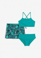 Bikini + spódniczka (3 części). Zielone spódniczki dla dziewczynek bonprix, bez wzorów. Za 94.99 zł.