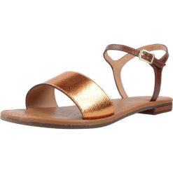 Sandały GEOX D SOZY S Pomarańczowy. Brązowe sandały damskie Geox, bez wzorów, ze skóry, bez obcasa, bez zapięcia. Za 297.99 zł.