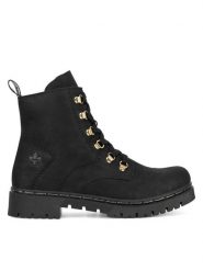 Rieker Trzewiki Y2422-00 Czarny. Czarne botki damskie Rieker, z materiału, bez obcasa, na płaskiej podeszwie, bez zapięcia. Za 287.99 zł.