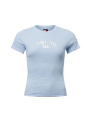 Tommy Jeans Koszulka Kobiety Bawełna niebieski, L. Niebieskie koszulki sportowe damskie Tommy Jeans, l, bez wzorów, z bawełny, bez kołnierzyka, bez ramiączek. Za 119.95 zł.