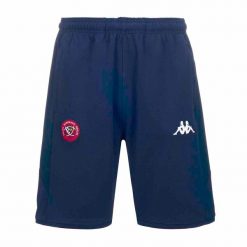 Szorty Union Bordeaux-Bègles Alozip 7 2023/24. Niebieskie krótkie spodenki sportowe męskie Kappa, bez wzorów, z tkaniny. Za 244.00 zł.