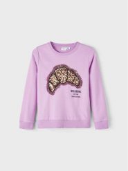 NAME IT Bluza 13219588 Fioletowy Regular Fit. Fioletowe bluzy dla dziewczynek Name it, bez wzorów, z bawełny, bez ramiączek, bez kaptura. Za 109.99 zł.