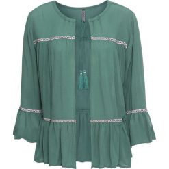 Bluzka z wiązanym troczkiem bonprix zielony. Bluzki damskie marki bonprix. Za 49.99 zł.
