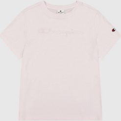 Koszulka damska Champion SS Tee 117650. Czerwone t-shirty damskie Champion, bez wzorów, bez kołnierzyka. Za 121.54 zł.