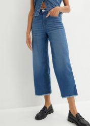Dżinsy 7/8 Wide Fit. Niebieskie jeansy damskie bonprix. Za 84.99 zł.