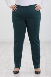 Spodnie Nilda z prostą nogawką wysoki stan w morskim kolorze PLUS SIZE XXL. Zielone spodnie materiałowe damskie Nasi partnerzy, plus size, bez wzorów, z elastanu, z podwyższonym stanem. Za 159.90 zł.