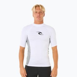Koszulka do pływania męska Rip Curl Waves UPF Performance. Białe koszulki sportowe męskie Rip Curl, na lato, m, bez wzorów, z elastanu, bez kołnierzyka, bez ramiączek, do pływania. Za 131.80 zł.