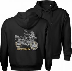 Bluza z kapturem motocyklowa z motocyklem na motor BMW GS 1250 Adventure męska czarna L. Czarne bluzy męskie Topslang, l, bez wzorów, z kapturem. Za 287.30 zł.