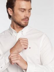 Tommy Hilfiger Koszula Oxford MW0MW25037 Biały Regular Fit. Białe koszule męskie Tommy Hilfiger, l, bez wzorów, z bawełny, bez kołnierzyka, bez ramiączek. Za 309.99 zł.
