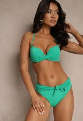 Zielone Bikini Majtki Figi i Biustonosz Ozdobione Wiązaniem Saniorie. Zielone bikini damskie Renee, na lato, s, bez wzorów. Za 59.99 zł.