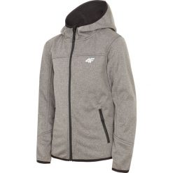 Softshell dla dużych dzieci (chłopców) JSFM401 - ciemny szary melanż. Szare kurtki i płaszcze dla chłopców 4F JUNIOR, bez wzorów, z softshellu, sportowe, z kapturem. W wyprzedaży za 99.99 zł.