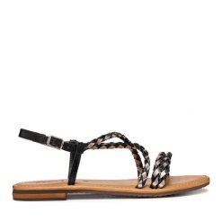 Sandały Geox. Czarne sandały damskie Geox, bez wzorów, bez obcasa, na płaskiej podeszwie, bez zapięcia. Za 389.99 zł.