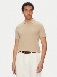 Tommy Hilfiger Polo Vertical MW0MW38951 Beżowy Regular Fit. Brązowe koszulki polo męskie Tommy Hilfiger, m, bez wzorów, z bawełny, bez ramiączek. Za 269.99 zł.
