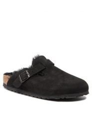 Birkenstock Kapcie Boston Vl/Shearling 0259883 Czarny. Czarne kapcie damskie Birkenstock, bez wzorów, ze skóry, bez obcasa. Za 809.99 zł.