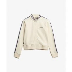 Damska bluza dresowa zapinana na zamek Superdry Athletic Essentials. Białe bluzy damskie Superdry., bez wzorów, z dresówki, bez kaptura. Za 325.45 zł.
