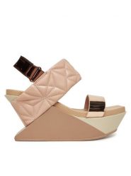 United Nude Sandały Delta Wedge Puffy 10902861188 Beżowy. Brązowe sandały damskie United Nude, bez wzorów, ze skóry, bez obcasa, na koturnie, bez zapięcia. Za 889.99 zł.