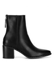 DeeZee Botki CEO-HY17367-1 Czarny. Czarne botki damskie DeeZee, z materiału, bez obcasa, na słupku, bez zapięcia. Za 179.99 zł.