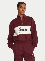 Guess Bluza V5BQ00 KCX22 Bordowy Regular Fit. Czerwone bluzy damskie Guess, xl, z aplikacjami, z syntetyku, bez kaptura. Za 339.99 zł.