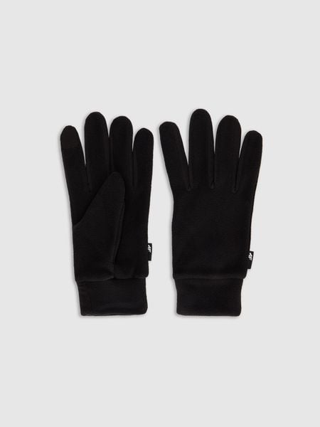 4F Rękawiczki dzianinowe Touch Screen uniseks - czarne L. Czarne rękawiczki damskie 4f, bez wzorów, z dzianiny, klasyczne. Za 59.99 zł.