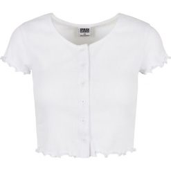 Koszulka damska Urban Classics cropped button up rib. Białe koszulki sportowe damskie Urban Classics, bez wzorów, prążkowane, bez kołnierzyka, bez ramiączek. Za 145.00 zł.