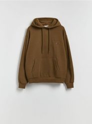 Bluza z aplikacją na plecach - ciemnozielony. Zielone bluzy męskie Reserved, l, z aplikacjami, z bawełny, bez kaptura. Za 149.99 zł.