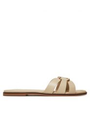 TWINSET Klapki 251TGT090 Beżowy. Brązowe klapki damskie Twinset, bez wzorów, ze skóry, bez obcasa. Za 569.99 zł.