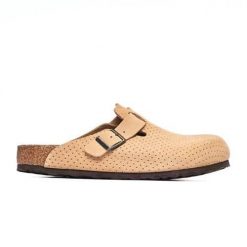 Buty do chodzenia męskie Birkenstock Boston Leve. Brązowe klapki damskie Birkenstock, z materiału. W wyprzedaży za 479.00 zł.