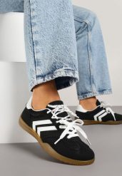 Czarne Sneakersy Tenisówki z Geometrycznym Motywem Telanilia. Czarne trampki i tenisówki damskie Born2be, bez wzorów, z jeansu, eleganckie, bez zapięcia. Za 89.99 zł.