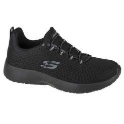 Buty do chodzenia damskie Skechers Dynamight. Czarne obuwie sportowe damskie Skechers, bez wzorów, z materiału, trekkingowe. Za 349.99 zł.