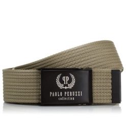 Pasek parciany PAOLO PERUZZI PW-13-95 cm beżowy khaki. Brązowe paski damskie Paolo Peruzzi, bez wzorów, z materiału. Za 34.00 zł.