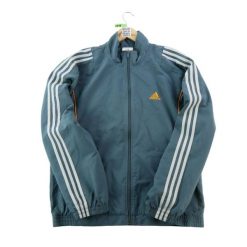 Second life - Kurtka dresowa męska Y2K - Stan bardzo dobry. Niebieskie kurtki męskie Adidas, m, bez wzorów, z dresówki, klasyczne, bez kaptura. Za 186.06 zł.