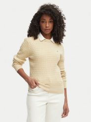 Tommy Hilfiger Sweter WW0WW44993 Beżowy Regular Fit. Brązowe swetry damskie Tommy Hilfiger, m, bez wzorów, z bawełny, bez kołnierzyka, bez ramiączek, bez kaptura. Za 529.99 zł.