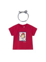Mayoral T-Shirt 1081 Czerwony Regular Fit. Czerwone t-shirty i topy dla dziewczynek Mayoral, bez wzorów, z bawełny, bez ramiączek. Za 79.99 zł.