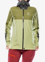 Kurtka przeciwdeszczowa damska Haglofs Finch Proof Jacket. Zielone kurtki damskie Haglöfs, uniwersalny, bez wzorów, bez kaptura. Za 489.49 zł.