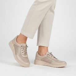 Półbuty damskie Wasak, cholewka skóra naturalna elementy materiałowe siateczkowe sznurowanie gruba podeszwa profilowana, beżowe, 0763. Brązowe półbuty damskie Wasak, bez wzorów, z materiału, eleganckie, bez obcasa, bez zapięcia. Za 329.00 zł.